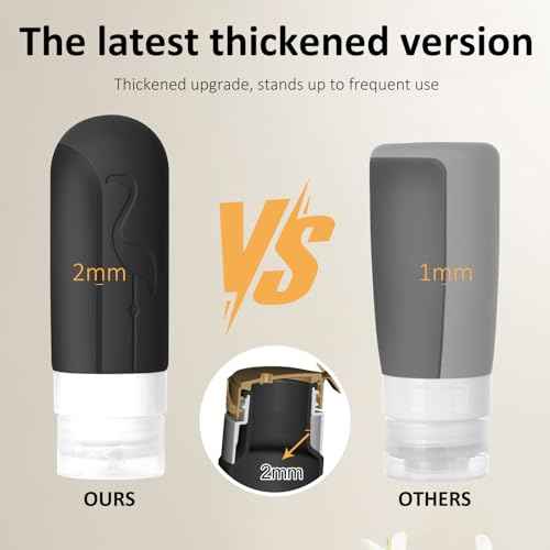 Empty 3 oz Travel Size Bottles Toiletries Containers for Toiletries Liquids£¬Small Silicone Mini Refillable Leak Proof TSA Approved Travel Bottles for Creams Shampoo and Conditioner Traveling