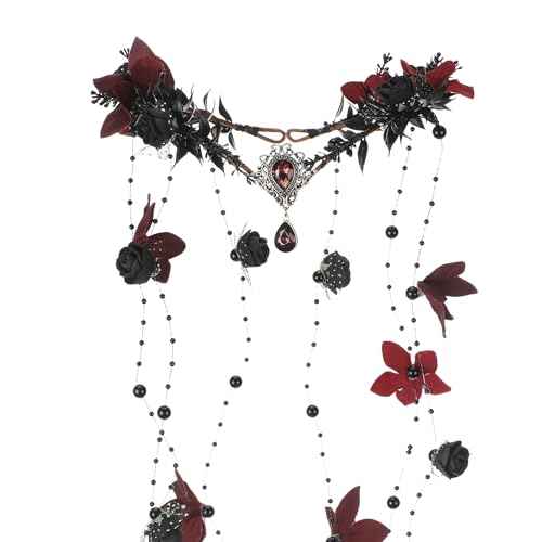 MOSTORY Fairy Flower Crown Headpiece - Floral Elf Crown Woodland Flower Circlet for Women Renaissance Renfaire Halloween