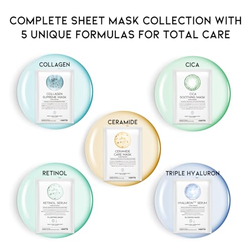 50Combo Korean Face Sheet Mask Gift Pack, Hydrating, Calming, Brightening, Smooting, Rejuvenating, EVE Vegan, Cica, Hyaluron, Retinol, Ceramide, Collagen