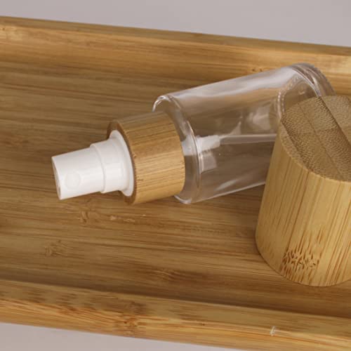 COSIDEA 6 pcs Empty 1oz / 30ml bamboo lid clear glass spray bottle with fine mist despenser head for liquid perfume toiletries, toner bottles