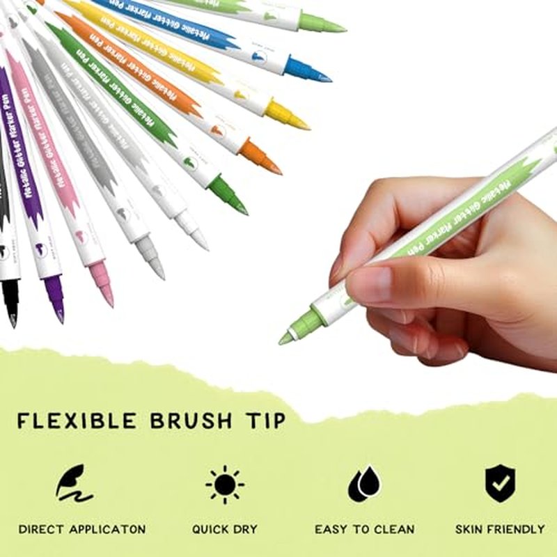 Temporary Tattoo Markers for Skin, Skin-Safe Dual-End Temporary Tattoo Pen,10 Colors Body Marker Pen & Tattoo Stencils for Body and Face Paint N201130