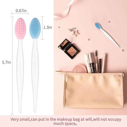 50 Pcs Lip Scrub Brush,Lip Scrubber Exfoliator,Double-Sided Silicone Lip Brush Tool for Men Women Lip Lightening, Lip Exfoliator Scrubber Tool for Dark Lips