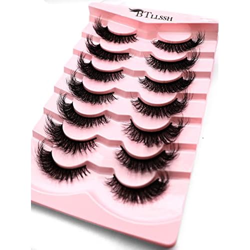 False Eyelashes Russian Strip Lashes Fluffy Fake Eyelashes Extension D Curl Wispy Handmade Soft Reusable 14 Pairs Lashes Pack