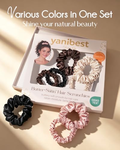 Satin Scrunchies 8 Pack, No Damage Hair Ties for Women