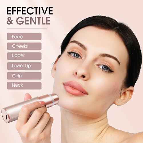 Facial Hair Removal for Women: Electric Hair Removal Device - Rechargeable Painless Face Razor for Chin Upper Lip Peach Fuzz with Light Gifts for Women(Rose Gold)