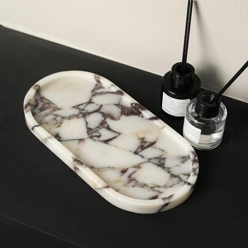 Natural Marble Hand Towel Tray Holder | Calacatta Viola