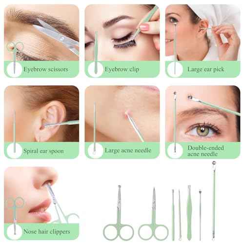 Manicure Set Pedicure Kit Nail Clippers Set Fingernail Clipper Set Ingrown Toenail Nail Kit Scissor Nail Trimmer Kit 18 Pieces Women and Men¡¯s Care Grooming Tools with Fine Case (Tea Green_18 Pieces)