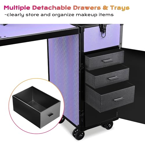 BYOOTIQUE Portable Nail Desk with Storage Drawers & Rolling Wheels