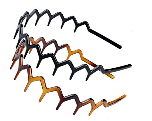 Zig Zag Headbands with Teeth - Pack of 2, Black & Brown