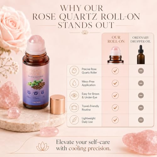 Organic Cold Pressed Castor Oil with Rose Quartz Roller for Brows & Lashes