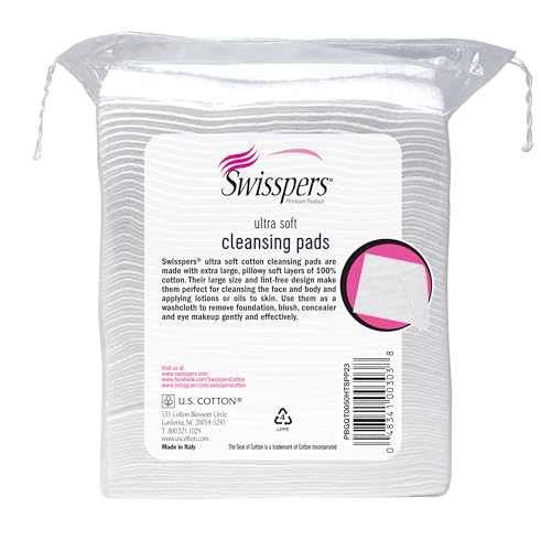 Swisspers Refresh & Reset Facial Cotton Pads - Ultra-Soft, Lint-Free Reusable Makeup Remover Wipes, Pack of 150