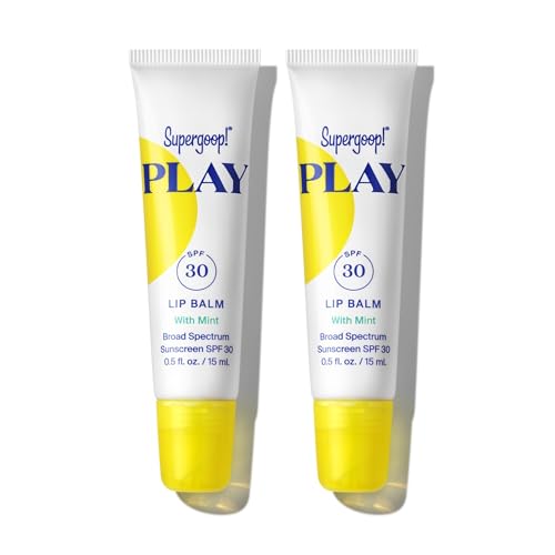 Supergoop! PLAY Lip Balm SPF 30 with Mint - 0.5 fl oz, Pack of 2 - Broad Spectrum SPF Lip Balm with Hydrating Honey, Shea Butter & Sunflower Seed Oil - Great for Active Days