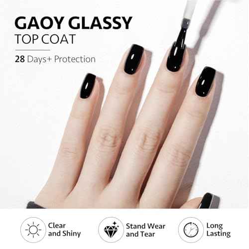 GAOY 4 Pcs 16ml No Wipe Gel Top Coat, Glassy Clear Top Coat, High Gloss Finish for UV Light Cure Gel Nail Polish