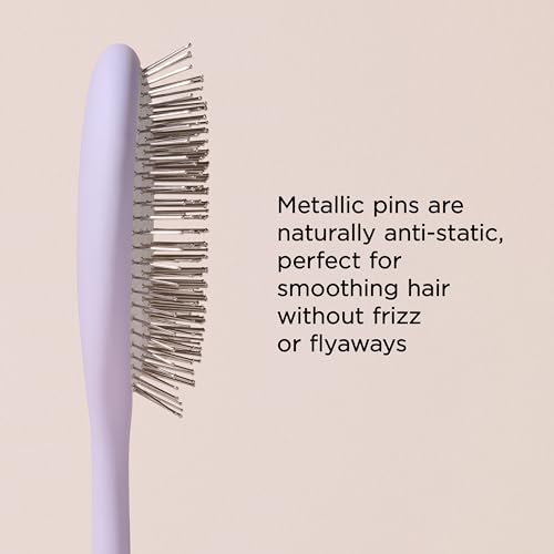 Diane Metallic Pin Detangler Hair Brush ? Anti-Static Metallic Pin Hair Brush for Wet or Dry Hair, Gently Massages Scalp & Smooths Frizz, Flexible Cushion Brush for Fine, Thick, or Textured Hair