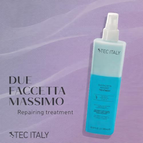 Tec Italy Due Faccetta Massimo, Leave-In Treatment for Overprocessed Hair, UV & UVA Protection, Frizz Control, PH Balancer & Deep Hydration, 10.14 fl oz (300 ml)