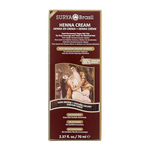 Surya Dark Brown Henna Cream Hair Color, 4 Pack (2.37 oz tubes)