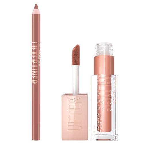 Maybelline Lifter Gloss and Lifter Liner Bundle, Lip Gloss and Lip Liner in Shades Stone and On It, Pack of 2