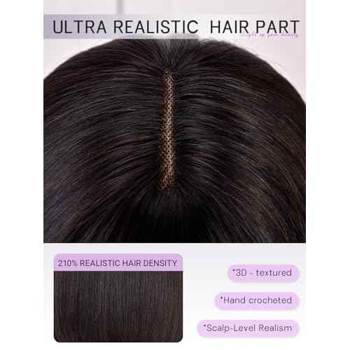 Bob Wig Human Hair 210% Density Bob Wig with Bangs 100% Human Hair Wigs for Black Women Pre-Bleached Glueless Straight Bob Wigs(10Inch,black bob wig)