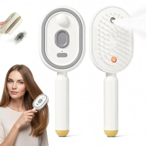 Beige Upgraded Electric Steam Hair Brush with Red Light Scalp Care, Detangling & Anti-Static