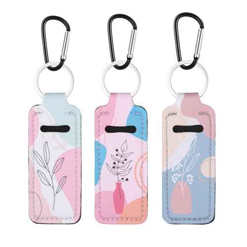 Pengxiaomei 3 Pcs Chapsticks Holder Keychain for Lipstick, Stocking Stuffers for Teen Girls Women Small Christmas Gifts