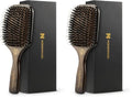 Norsewood Boar Bristle Hair Brush Set for All Hair Types - Detangler & Shine Enhancer, Pack of 2
