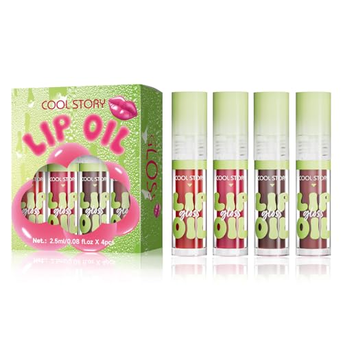 4-Pack Lip Oil Gloss with Hyaluronic Acid & Vitamin E