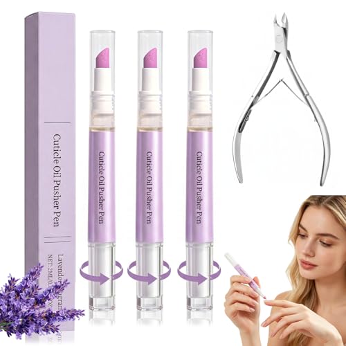 K-Gor 3 Pcs 2-in-1 Cuticle Oil Pusher Pen & Nipper Set