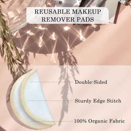 Reusable Makeup Remover Pads - 30 Packs Soft & Washable Bamboo Cotton Rounds, Reusable Face Pads for Skincare & Cleansing, Cotton Rounds with Mesh Bag for Storage