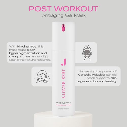JESS BEAUTY | Post Workout Face Moisturizer Gel Mask with Niacinamide & Centella Asiatica | Skin Care Revitalizing 1.7 fl oz