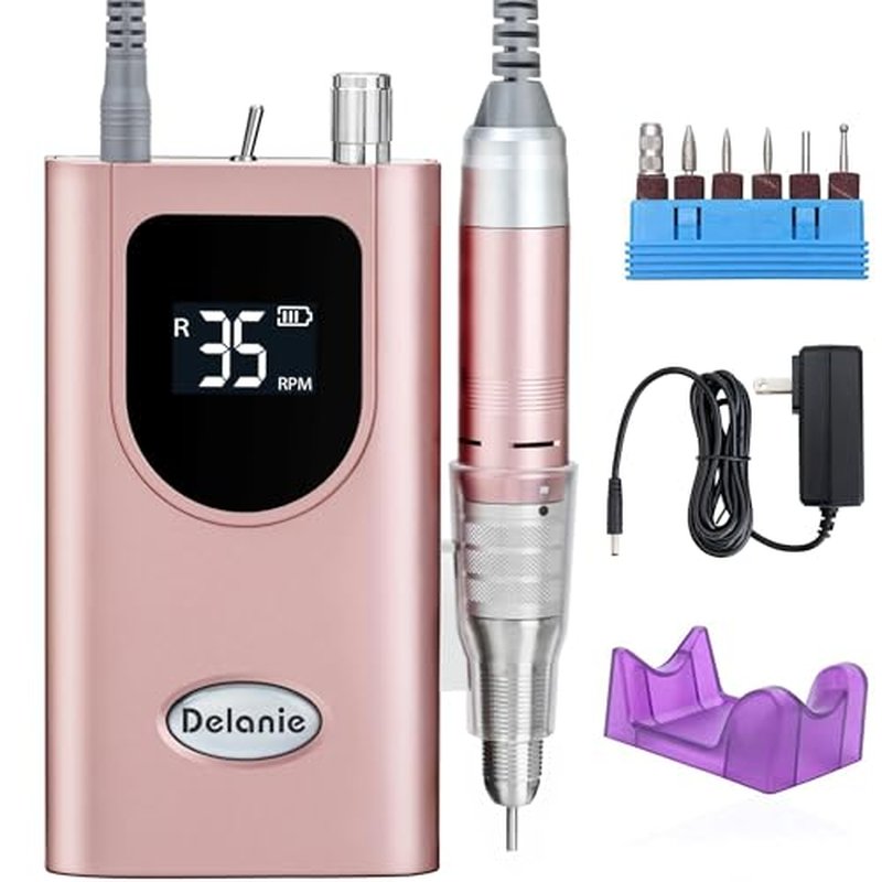 Delanie Professional Nail Drill 35000 RPM Rechargeable Rose Gold