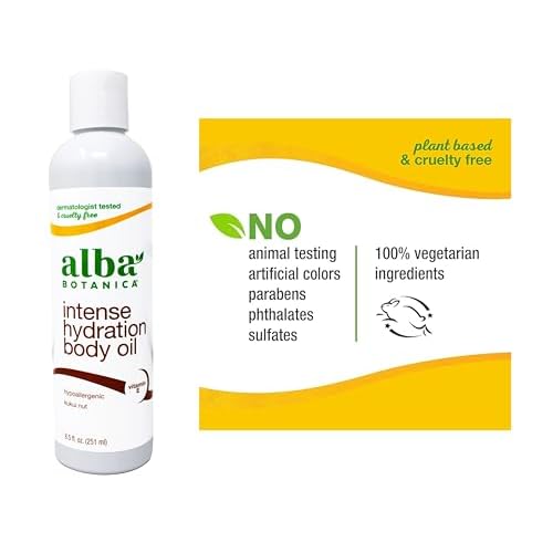 Alba Botanica Hawaiian Body Oil Kukui Nut 8.5 Ounces 2 Pack