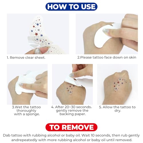 8 Pack Glitter Star Face Tattoos - Patriotic 4th of July