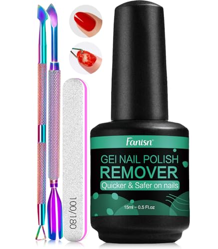 Fanisn Gel Nail Polish Remover Kit (2x15ml) - Fast 3-5 Min Acetone Free