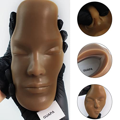 3d Practice Face Hyper Realistic Premium Silicone Skin Tattoo Permanent Makeup Practice Skin Full Face Silicone Practice Skin Mannequin (Light Tone)