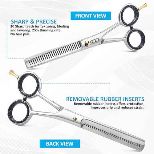 Thinning Shears for Hair Cutting GTEX 6.5in Thinning Scissors Professional Barber¡¯s Texturizing Shears for Salon & Home Use - High Carbon Stainless Steel Texture Blending Hair Thinning Shears