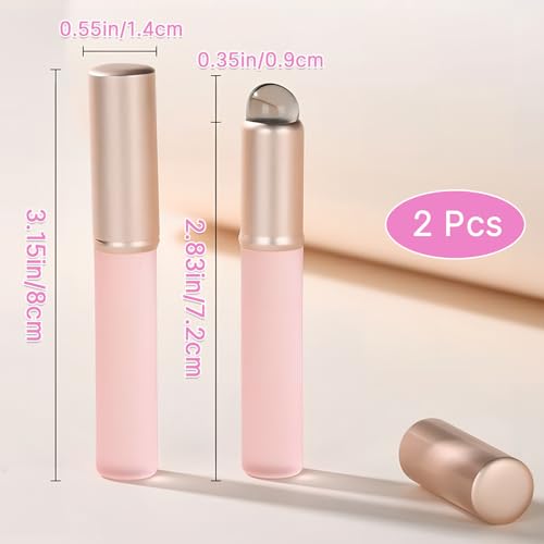 Silicone Lip Brush Set for Lipstick - 2 Reusable Makeup Applicators with Lid