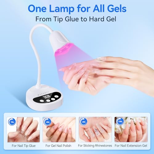 Makartt Cordless UV LED Nail Lamp with Gooseneck | Flash Cure Gel X