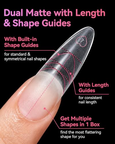 Makartt Long Almond Nail Tips - 240 PCS Full Cover for Stiletto & More