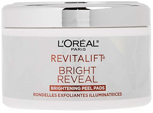 L'Oréal Paris Revitalift Bright Reveal Anti-Aging Exfoliating Peel Pads with Glycolic Acid, Reduce Wrinkles & Brighten Skin, 30 Count (Pack of 1)