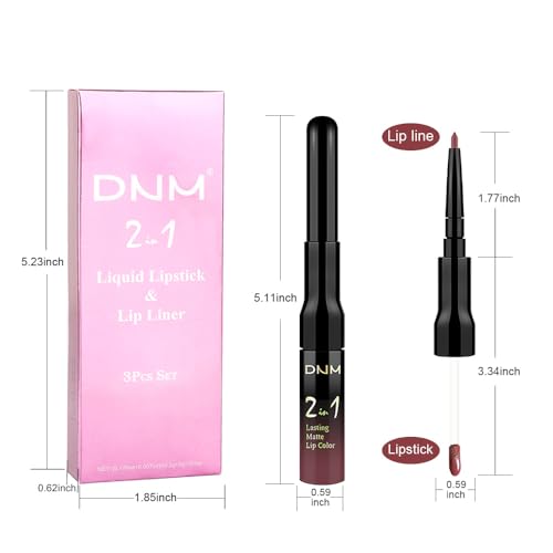 evpct 3-Piece Dark Red & Neutral Mauve & Red-Brown Lip Liner & Matte Liquid Lipstick Set (Pack of 1) – Longwear, Waterproof