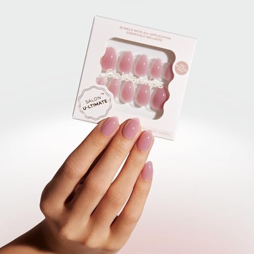 Celebritips Salon U-ltimate Press On Nails - Misty Rose Almond, 32 Pc Kit