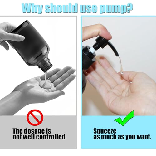 32 oz Castor Oil Bottle Pump Dispenser - 2 Pack, Black