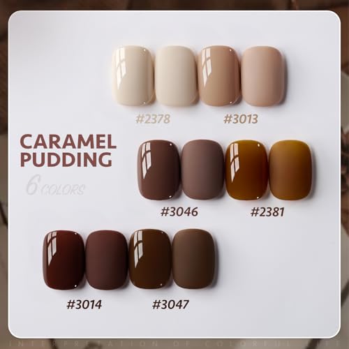 GAOY Brown Nude Gel Nail Polish Set - 6 Fall Colors DIY Manicure Kit