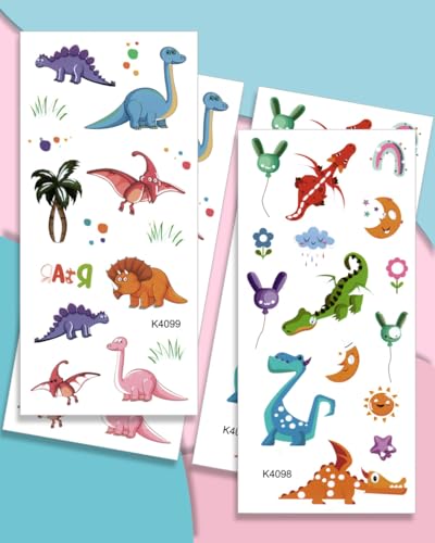Dinosaur Temporary Tattoos for Kids - 60 Piece Set
