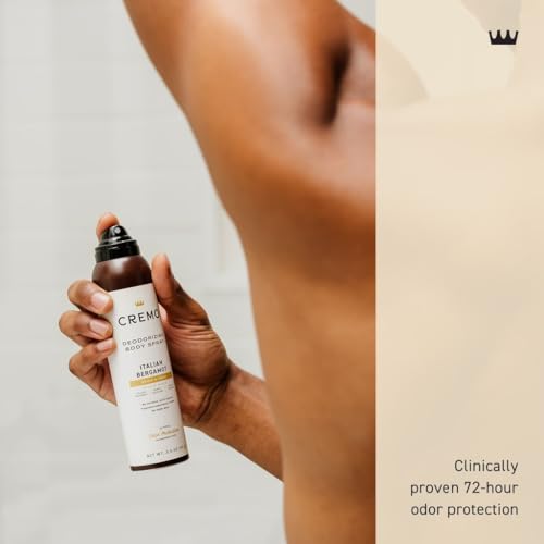 Cremo Italian Bergamot Deodorizing Body Spray for Men, 3.5 Fl Oz - Fresh Fragrance