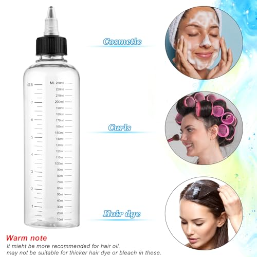 Hair Dye Applicator Bottles 2 Pcs 8.5oz with Graduated Scale
