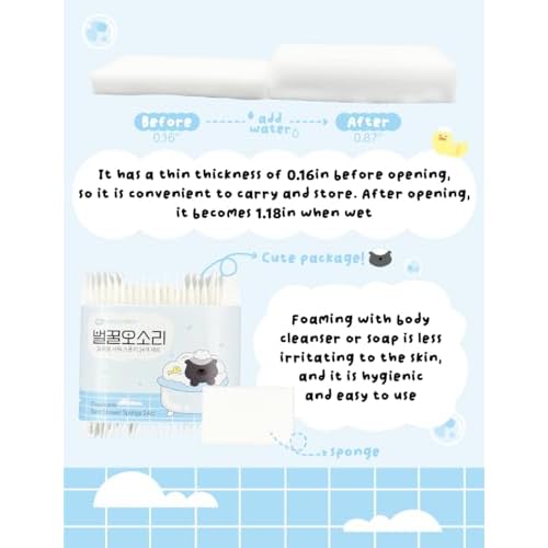 Disposable Bath Sponge White 24Pack / Easy to Carry Anytime, Anywhere/Travel, Camping, Clean Shower Supplies