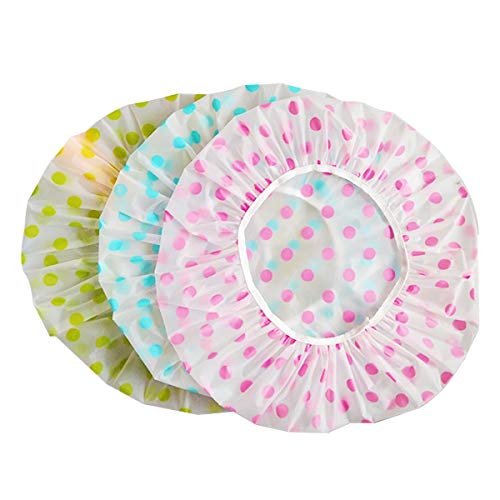 6 Pack Waterproof EVA Shower Caps with Elastic Band