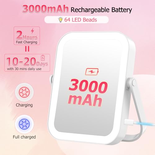 FUNTOUCH 30X Magnifying Travel Mirror with 3000mAh Light