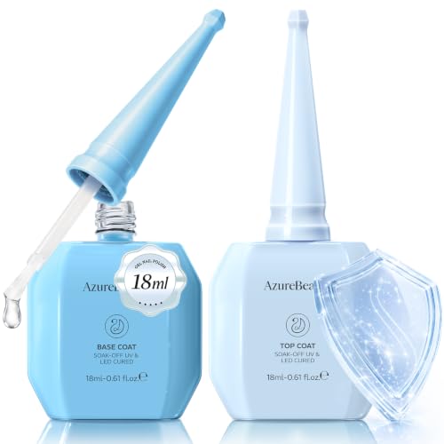 AZUREBEAUTY 18ml Gel Base & Top Coat Set - No Wipe High Gloss
